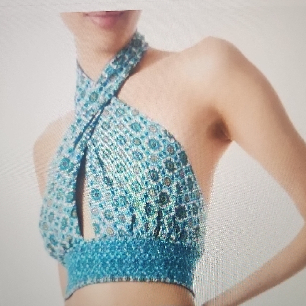 Alice & Olivia Lyndon Halter Top In Washed Geo Size 6
